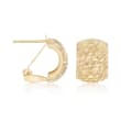 Italian 18kt Yellow Gold Wide Diamond-Cut Hoop Earrings