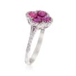 Gregg Ruth 1.34 ct. t.w. Ruby and .29 ct. t.w. Diamond Clover Ring in 18kt White Gold