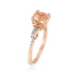 1.40 Carat Morganite and .10 ct. t.w. Diamond Ring in 14kt Rose Gold Over Sterling