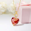 Italian Red and Pink Murano Glass Heart Pendant Necklace in 18kt Gold Over Sterling