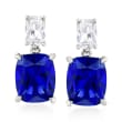 8.50 ct. t.w. Simulated Sapphire and 1.10 ct. t.w. CZ Drop Earrings in Sterling Silver