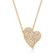 Roberto Coin Princess &quot;Tiny Treasures&quot; .39 ct. t.w. Diamond Heart Necklace in 18kt Yellow Gold