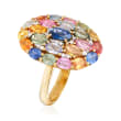 6.90 ct. t.w. Multicolored Sapphire and .15 ct. t.w. Diamond Ring in 18kt Yellow Gold