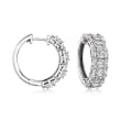 2.00 ct. t.w. Round and Baguette Lab-Grown Diamond Hoop Earrings in 14kt White Gold
