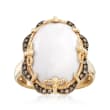White Agate and .21 ct. t.w. Brown Diamond Frame Ring in 14kt Yellow Gold
