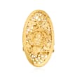 Italian 18kt Yellow Gold Oval Openwork Rose Ring
