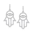 .50 ct. t.w. Diamond Hamsa Drop Earrings in Sterling Silver