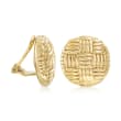 Italian 14kt Yellow Gold Basketweave Clip-On Earrings
