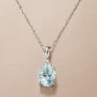 2.00 Carat Aquamarine Pendant Necklace with Diamond Accents in 14kt White Gold