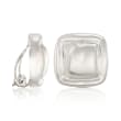 Zina Sterling Silver &quot;Contemporary&quot; Classic Square Button Clip-On Earrings
