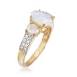 Opal and .20 ct. t.w. White Topaz Ring in 18kt Gold Over Sterling
