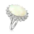 C. 1990 Vintage Opal and 1.90 ct. t.w. Diamond Ring in 14kt White Gold