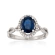 1.50 Carat Sapphire and .28 ct. t.w. Diamond Ring in 18kt White Gold