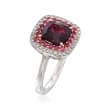 Gregg Ruth 2.70 Carat Garnet and .20 ct. t.w. Diamond Ring with Rhodolites in 18kt White Gold