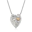 Sterling Silver Leaf Pendant Necklace with 14kt Yellow Gold Ladybug