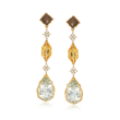 12.20 ct. t.w. Multi-Stone Drop Earrings in 18kt Yellow Gold Over Sterling Silver