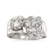 C. 1950 Vintage .80 ct. t.w. Diamond Cocktail Ring in 14kt White Gold