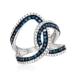1.25 ct. t.w. Blue and White Diamond Ring in Sterling Silver