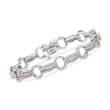 1.50 ct. t.w. Baguette and Round Diamond Link Bracelet in Sterling Silver
