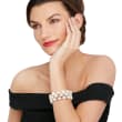 10.5-11.5mm Cultured Baroque Pearl Jewelry Set: Three Stretch Bracelets with 14kt Yellow Gold