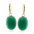 Green Chalcedony Scarab Drop Earrings in 14kt Yellow Gold