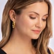 Italian Andiamo 14kt Yellow Gold Bamboo-Style Hoop Earrings