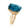 10.00 Carat London Blue Topaz Ring in 14kt Yellow Gold