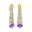 C. 1980 Vintage 18.00 ct. t.w. Amethyst and 2.40 ct. t.w. Citrine Drop Earrings with .80 ct. t.w. Diamonds in Platinum and 18kt Yellow Gold
