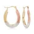 14kt Tri-Colored Gold Oval Hoop Earrings