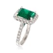 3.30 Carat Emerald and .95 ct. t.w. Diamond Ring in 14kt White Gold