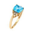 C. 1990 Vintage 1.85 Carat Sky Blue Topaz Ring with Diamond Accents in 14kt Yellow Gold