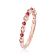 Henri Daussi .14 ct. t.w. Ruby Wedding Ring with Diamond Accents in 14kt Rose Gold