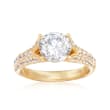 2.00 ct. t.w. CZ Solitaire Ring in 18kt Yellow Gold Over Sterling Silver