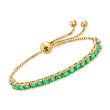 3.20 ct. t.w. Emerald Bolo Bracelet with .10 ct. t.w. White Zircon in 18kt Gold Over Sterling
