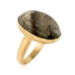 Cabochon Labradorite Brushed Ring in 18kt Gold Over Sterling
