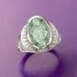 5.25 Carat Green Prasiolite and .18 ct. t.w. Diamond Ring in Sterling Silver