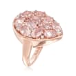 4.50 ct. t.w. Morganite and .13 ct. t.w. Diamond Cluster Ring in 18kt Rose Gold Over Sterling