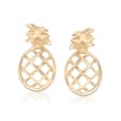 14kt Yellow Gold Diamond-Cut and Polished Pineapple Stud Earrings