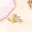.10 ct. t.w. Diamond Starfish and Seashell Ring in 14kt Yellow Gold