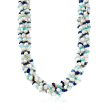 5-7mm Cultured Pearl and Multi-Gemstone Torsade Necklace with Sterling Silver