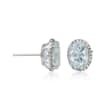 2.95 ct. t.w. Blue Aquamarine Stud Earrings with .10 ct. t.w. Diamonds in 14kt White Gold