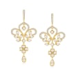 3.5-4mm Cultured Pearl Chandelier Earrings in 18kt Gold Over Sterling