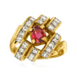 C. 1980 Vintage 1.40 ct. t.w. Diamond and .60 Carat Ruby Ring in 18kt Yellow Gold