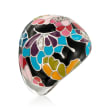 Belle Etoile &quot;Butterfly Kisses&quot; .20 ct. t.w. CZ Ring with Enamel in Sterling Silver