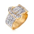 .25 ct. t.w. Diamond Buckle Ring in Sterling Silver and 18kt Gold Over Sterling