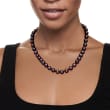9.5-10.5mm Black Cultured Pearl Necklace with 14kt Yellow Gold 18-inch