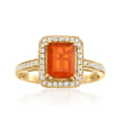 Fire Opal and .21 ct. t.w. Diamond Ring in 14kt Yellow Gold