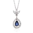 .60 Carat Sapphire and .25 ct. t.w. Diamond Pendant Necklace in 14kt White Gold