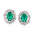 1.30 ct. t.w. Emerald and .60 ct. t.w. Diamond Earrings in 18kt White Gold