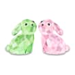 Swarovski Crystal &quot;In Love -George & Georgina&quot; Green and Rose Crystal Figurine Set: Two Rabbits
